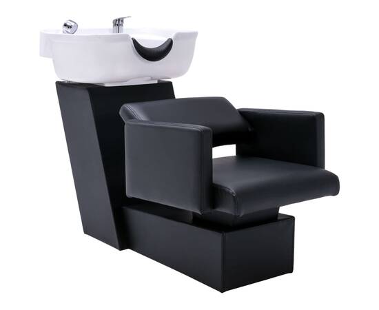 Unitate de șamponare cu scaun de salon, piele ecologică, 2 image