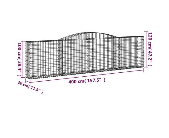 Coșuri gabion arcuite 3 buc, 400x30x100/120 cm fier galvanizat, 6 image