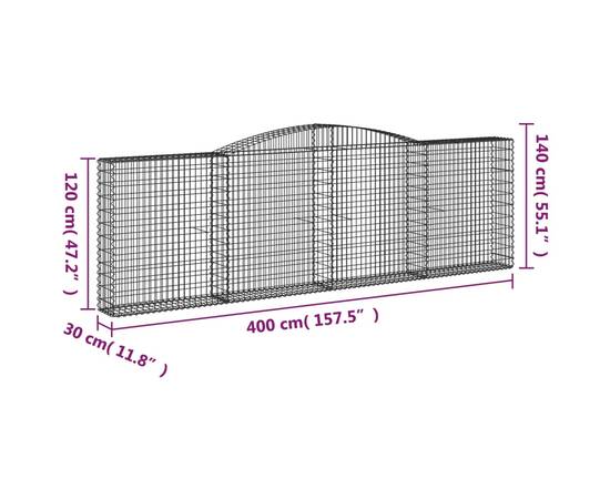 Coșuri gabion arcuite 3 buc. 400x30x120/140cm fier galvanizat, 6 image