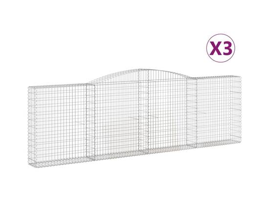 Coșuri gabion arcuite 3 buc. 400x30x120/140cm fier galvanizat, 2 image