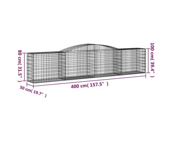 Coșuri gabion arcuite 3 buc, 400x50x80/100 cm, fier galvanizat, 6 image