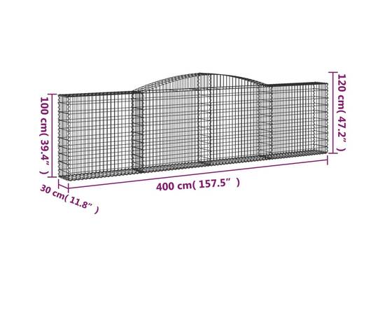 Coșuri gabion arcuite 4 buc, 400x30x100/120 cm fier galvanizat, 6 image