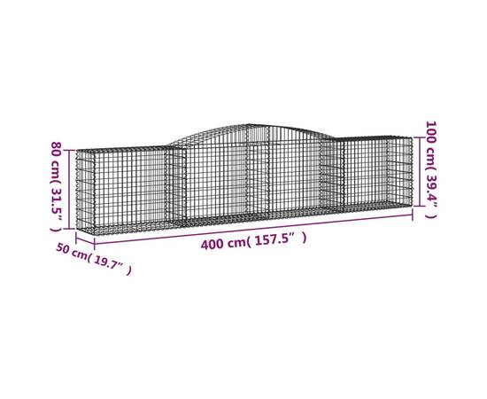 Coșuri gabion arcuite 8 buc, 400x50x80/100 cm, fier galvanizat, 6 image