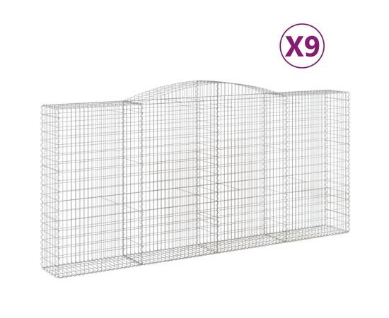 Coșuri gabion arcuite 9 buc, 400x50x180/200 cm, fier galvanizat, 2 image