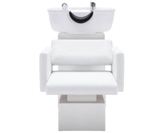 Scaun salon șamponare cu lavoar alb, 129x59x82cm, piele eco, 2 image
