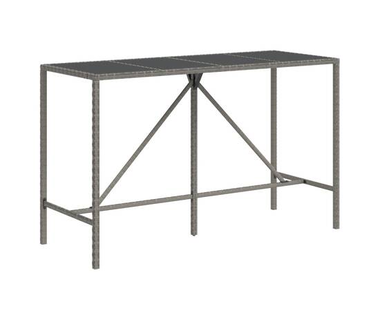 Set mobilier bar de grădină, cu perne, 9 piese, gri, poliratan, 6 image