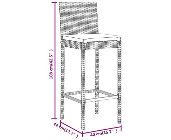 Set mobilier bar de grădină, cu perne, 9 piese, gri, poliratan, 8 image