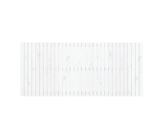 Tăblie de pat pentru perete, alb, 204x3x90 cm, lemn masiv pin, 4 image
