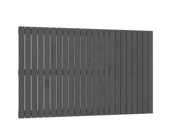 Tăblie de pat pentru perete, gri, 147x3x90 cm, lemn masiv pin, 2 image