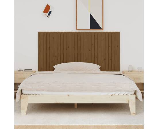 Tăblie de pat pentru perete, maro miere, 185x3x90 cm, lemn pin, 3 image