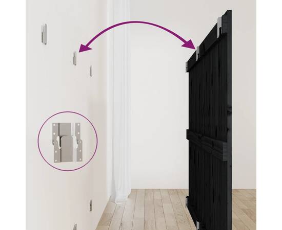 Tăblie de pat pentru perete, negru, 159,5x3x90 cm, 6 image