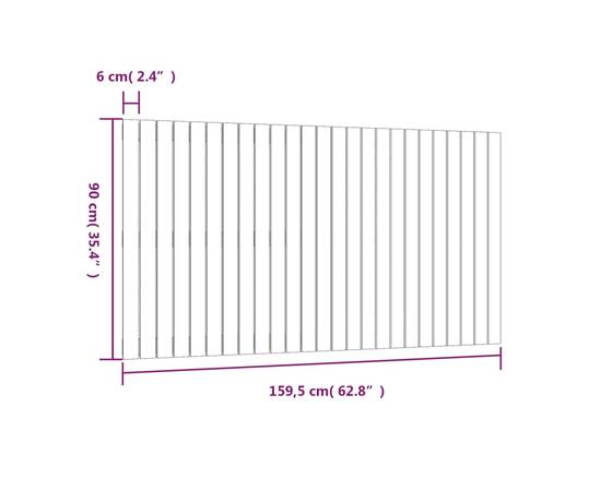 Tăblie de pat pentru perete, negru, 159,5x3x90 cm, 8 image