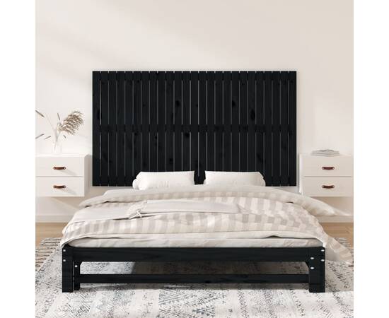 Tăblie de pat pentru perete, negru, 159,5x3x90 cm, 3 image