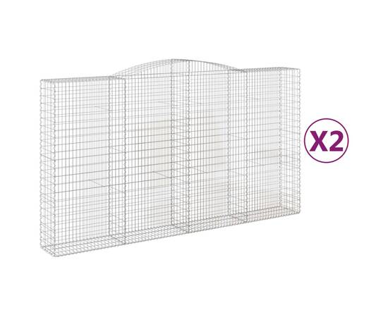 Coșuri gabion arcuite, 2 buc, 400x50x220/240cm, fier galvanizat, 2 image