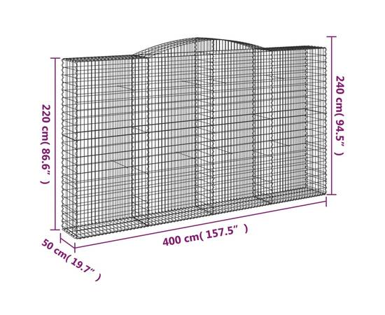 Coșuri gabion arcuite, 2 buc, 400x50x220/240cm, fier galvanizat, 6 image