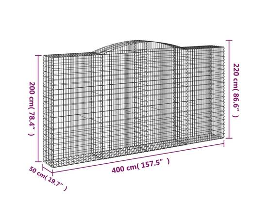 Coșuri gabion arcuite, 2 buc 400x50x200/220 cm, fier galvanizat, 6 image