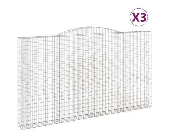 Coșuri gabion arcuite, 3 buc, 400x30x220/240cm, fier galvanizat, 2 image