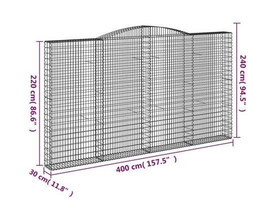 Coșuri gabion arcuite, 3 buc, 400x30x220/240cm, fier galvanizat, 6 image