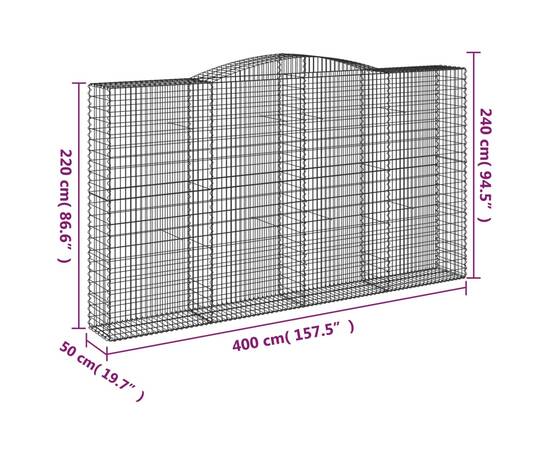 Coșuri gabion arcuite, 7 buc, 400x50x220/240cm, fier galvanizat, 6 image