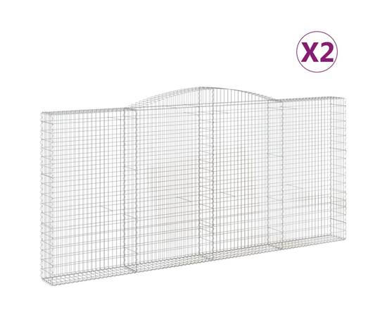 Coșuri gabion arcuite 2 buc, 400x30x180/200 cm, fier galvanizat, 2 image