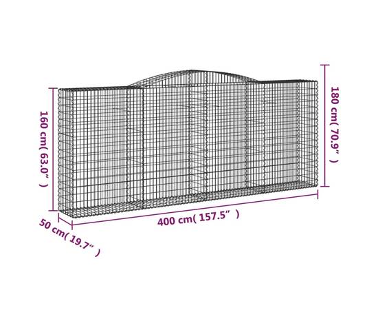 Coșuri gabion arcuite 2 buc. 400x50x160/180 cm, fier galvanizat, 6 image