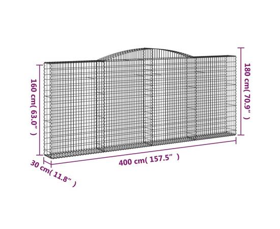 Coșuri gabion arcuite 3 buc. 400x30x160/180 cm fier galvanizat, 6 image