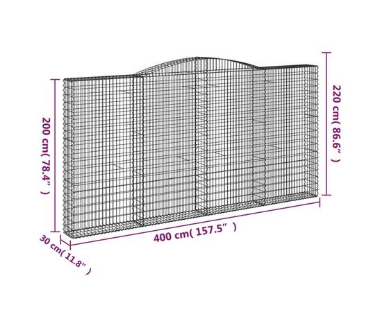 Coșuri gabion arcuite 3 buc. 400x30x200/220 cm fier galvanizat, 6 image