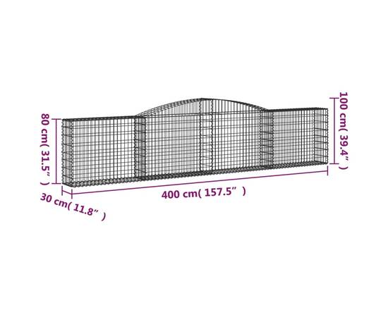 Coșuri gabion arcuite 3 buc, 400x30x80/100 cm, fier galvanizat, 6 image