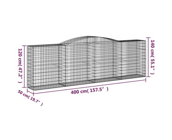 Coșuri gabion arcuite 4 buc, 400x50x120/140 cm, fier galvanizat, 6 image