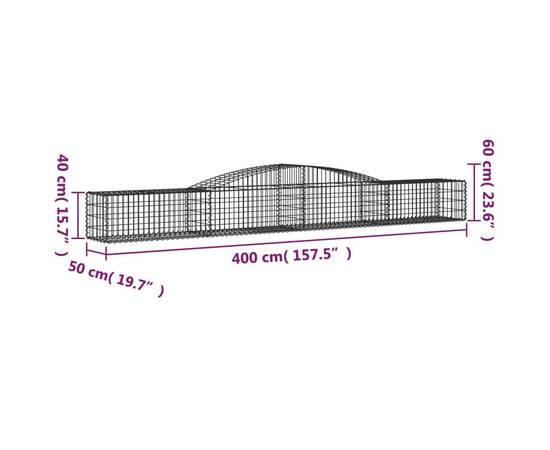 Coșuri gabion arcuite 4 buc, 400x50x40/60 cm, fier galvanizat, 6 image