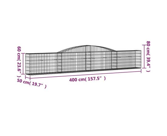 Coșuri gabion arcuite 4 buc, 400x50x60/80 cm, fier galvanizat, 6 image