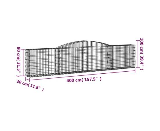 Coșuri gabion arcuite 5 buc, 400x30x80/100 cm, fier galvanizat, 6 image