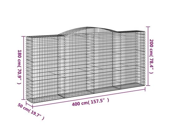 Coșuri gabion arcuite 5 buc, 400x50x180/200 cm, fier galvanizat, 6 image