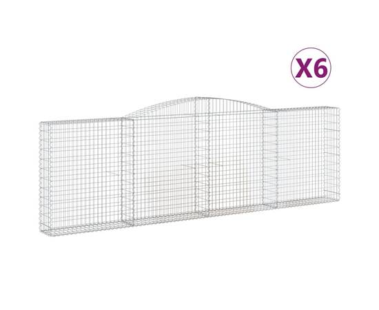 Coșuri gabion arcuite 6 buc. 400x30x120/140 cm fier galvanizat, 2 image