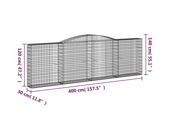 Coșuri gabion arcuite 6 buc. 400x30x120/140 cm fier galvanizat, 6 image