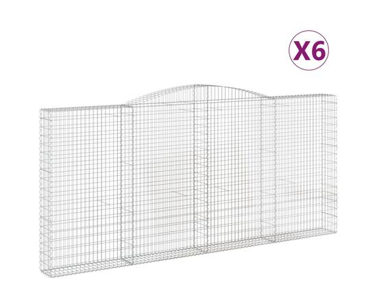 Coșuri gabion arcuite 6 buc, 400x30x180/200 cm, fier galvanizat, 2 image