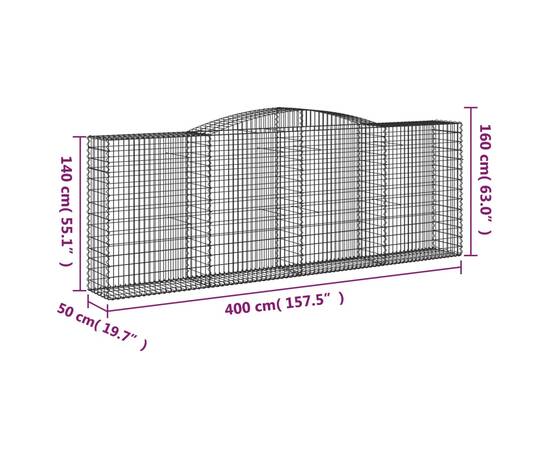 Coșuri gabion arcuite 6 buc, 400x50x140/160 cm, fier galvanizat, 6 image