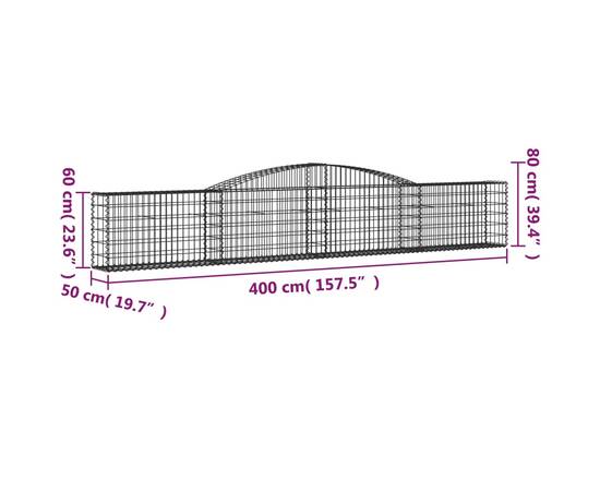 Coșuri gabion arcuite 9 buc, 400x50x60/80 cm, fier galvanizat, 6 image