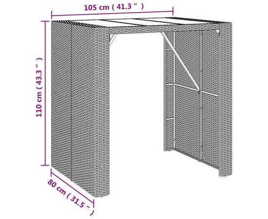 Set bar pentru grădină, 5 piese, gri, poliratan/lemn acacia, 7 image