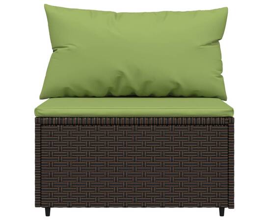 Canapea de mijloc cu perne, pentru grădină, maro, poliratan, 3 image