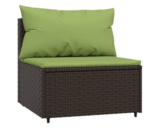 Canapea de mijloc cu perne, pentru grădină, maro, poliratan, 2 image