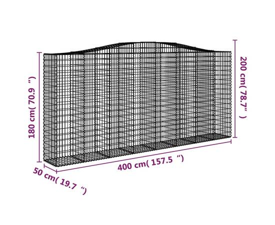 Coșuri gabion arcuite 9 buc, 400x50x180/200 cm, fier galvanizat, 6 image