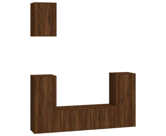 Set dulapuri tv, 5 piese, stejar maro, lemn prelucrat, 2 image