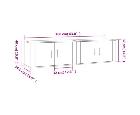 Dulapuri tv montate pe perete, 2 buc., alb, 80x34,5x40 cm, 8 image