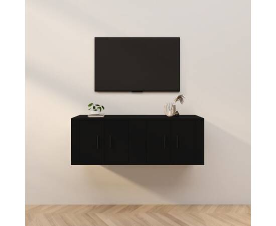 Dulapuri tv montate pe perete, 2 buc., negru, 57x34,5x40 cm