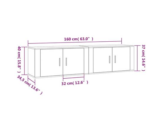 Dulapuri tv montate pe perete 2 buc., gri sonoma, 80x34,5x40 cm, 8 image