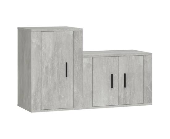 Set dulap tv, 2 piese, gri beton, lemn prelucrat, 2 image