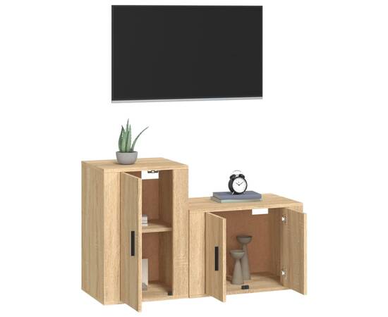Set dulap tv, 2 piese, stejar sonoma, lemn prelucrat, 3 image