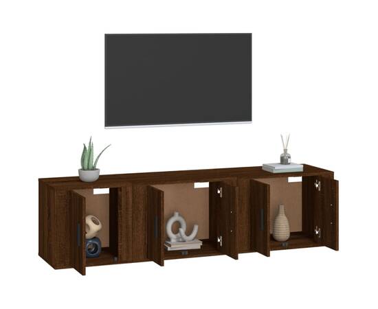 Set dulap tv, 3 piese, stejar maro, lemn prelucrat, 3 image