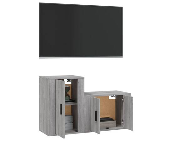 Set dulapuri tv, 2 piese, gri sonoma, lemn prelucrat, 3 image